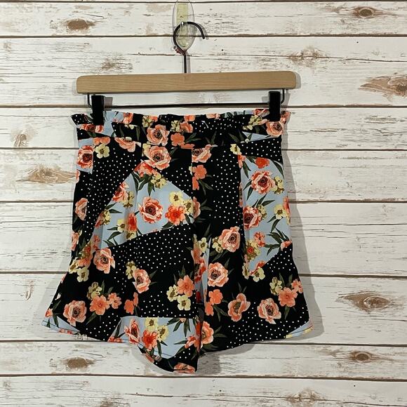 NWT Topshop Pansy And Spot Print Shorts - Black Multi - US 2 - Picture 11 of 11